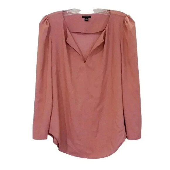 Ann Taylor Tops - Ann Taylor Salmon Pink Silky Blouse Gold Details Size XS